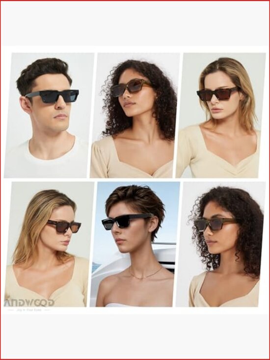 Chunky Retro Rectangle Sunglasses with UV400 Protection, Case Included main image 4